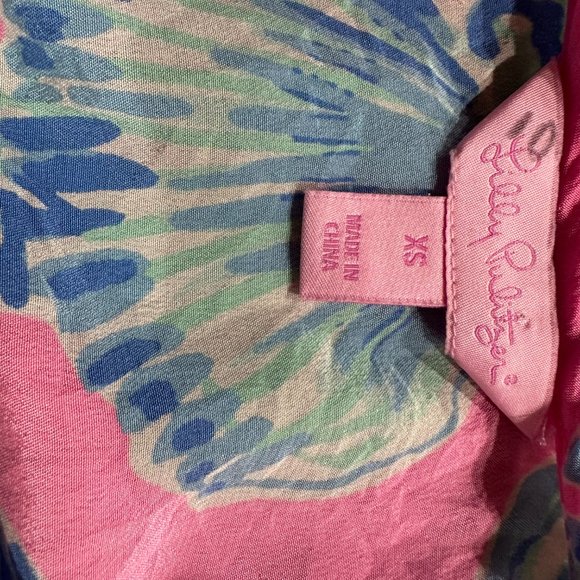 Lilly‎ Pulitzer Silk Cosmos Shells Tank Bare-Foot Princess Pink Pout Size XS - Picture 4 of 4
